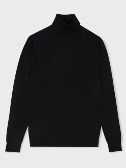 Reiss Black Caine Slim Fit Merino Wool Roll Neck Jumper