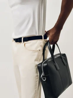 Reiss Black Carlos Micro-Grain Leather Briefcase
