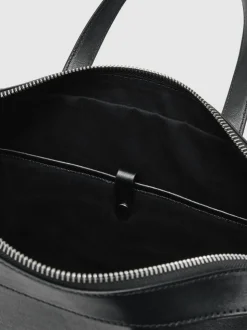 Reiss Black Carlos Micro-Grain Leather Briefcase