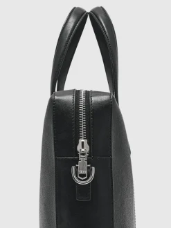Reiss Black Carlos Micro-Grain Leather Briefcase