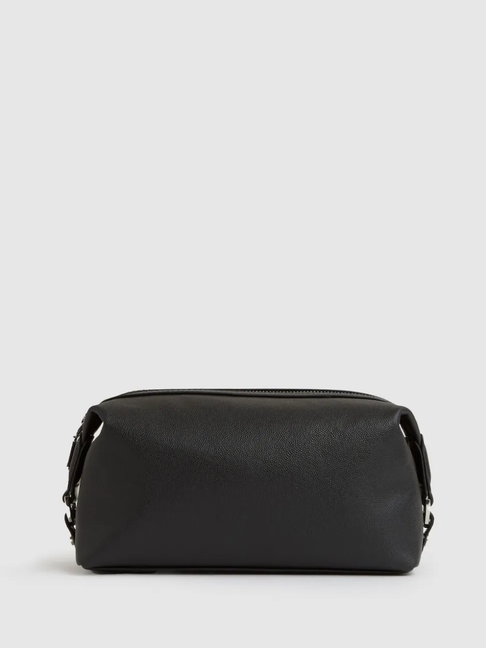 Reiss Black Cillian Micro-Grain Leather Washbag
