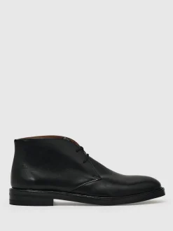 Reiss Black Clarkson Leather Lace-Up Chukka Boots