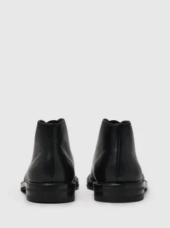 Reiss Black Clarkson Leather Lace-Up Chukka Boots