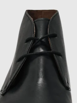 Reiss Black Clarkson Leather Lace-Up Chukka Boots