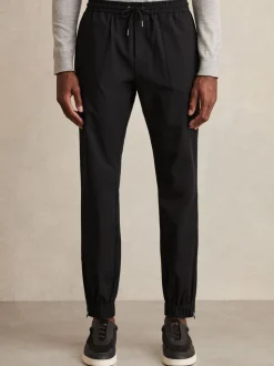 Reiss Black Climb Stretch-Nylon Cuff Trousers