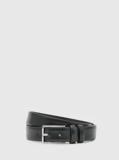Reiss Black Dante Smooth Leather Belt