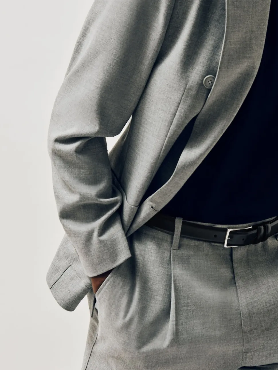 Reiss Black Dante Smooth Leather Belt