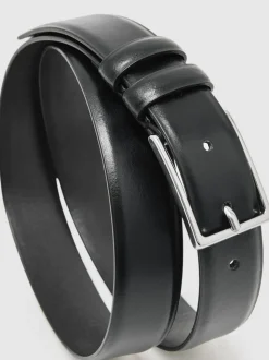Reiss Black Dante Smooth Leather Belt