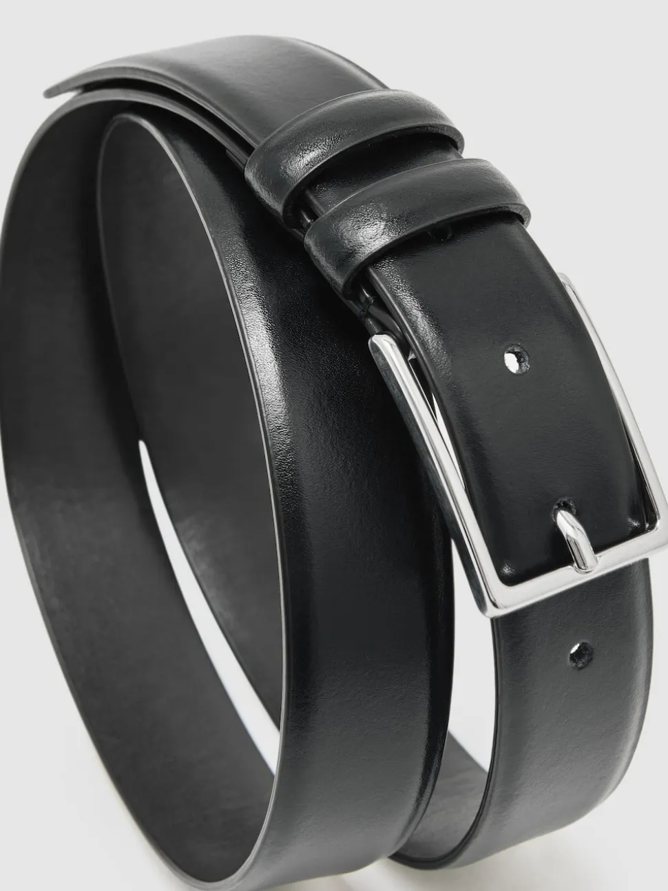 Reiss Black Dante Smooth Leather Belt