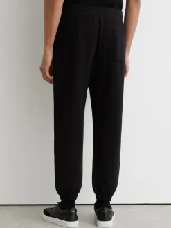 Reiss Black Edison Cotton Logo-Print Cuffed Joggers