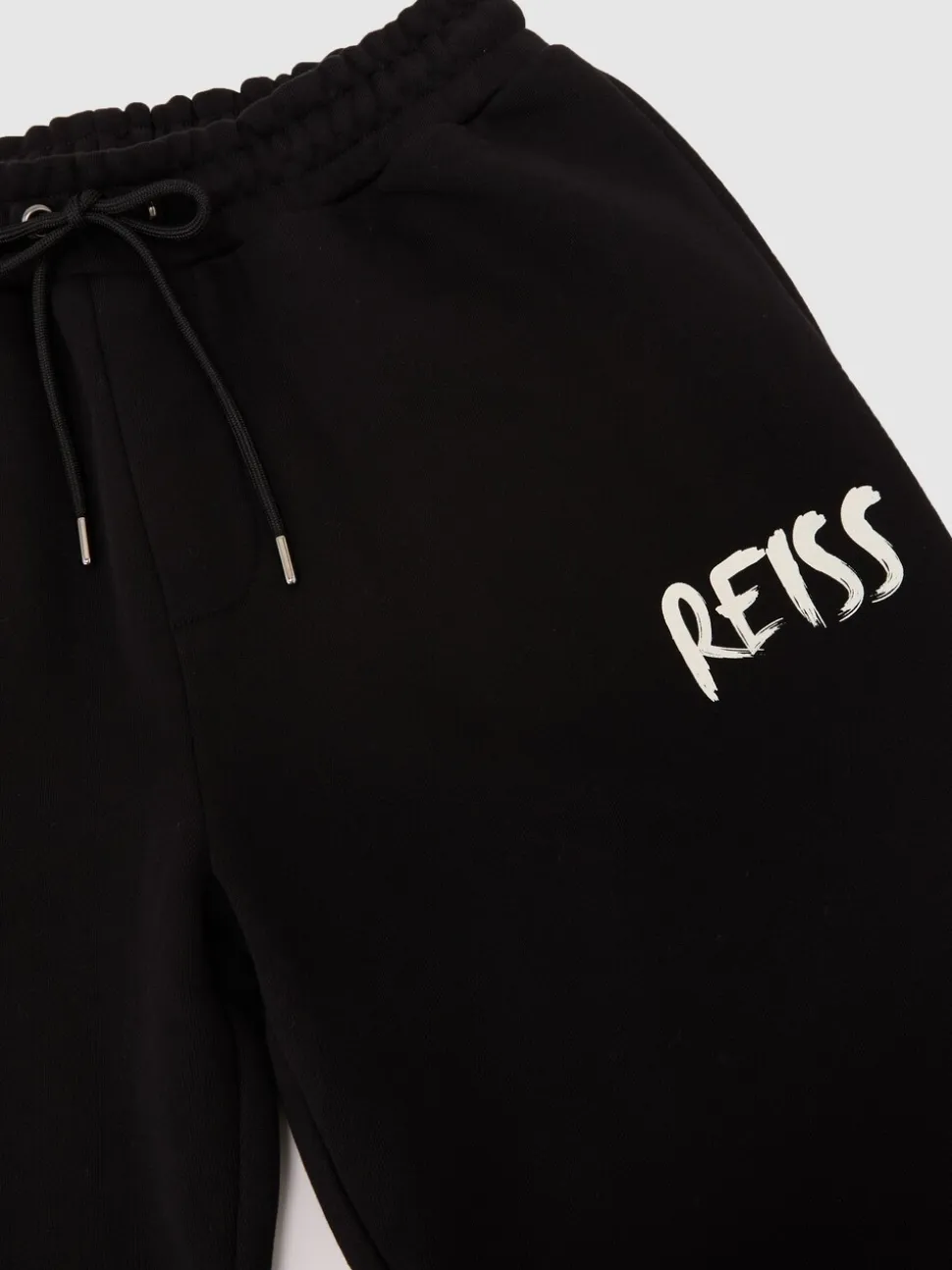 Reiss Black Edison Cotton Logo-Print Cuffed Joggers