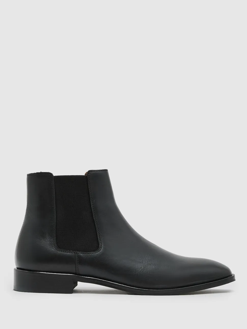 Reiss Black Elba Leather Chelsea Boots