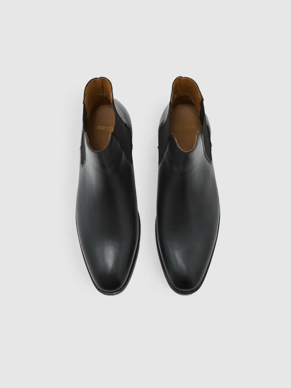 Reiss Black Elba Leather Chelsea Boots