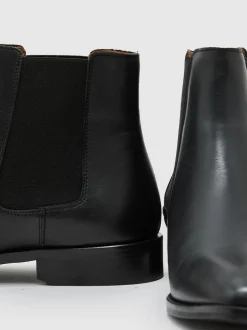 Reiss Black Elba Leather Chelsea Boots
