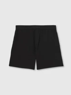 Reiss Black Fleet Cotton Jersey Logo-Waistband Shorts with Stretch
