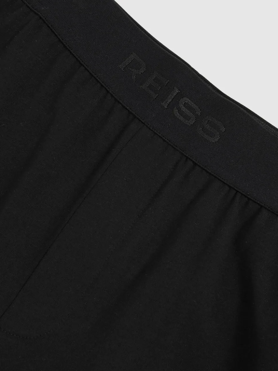 Reiss Black Fleet Cotton Jersey Logo-Waistband Shorts with Stretch