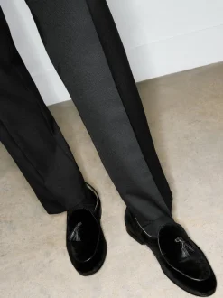 Reiss Black Harry Velvet Tassel-Detail Loafers
