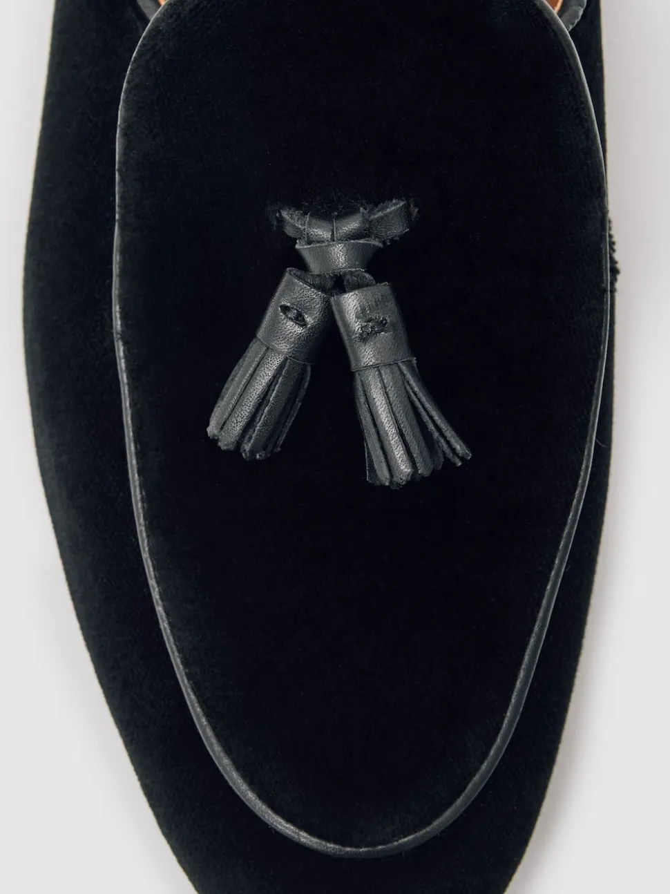 Reiss Black Harry Velvet Tassel-Detail Loafers