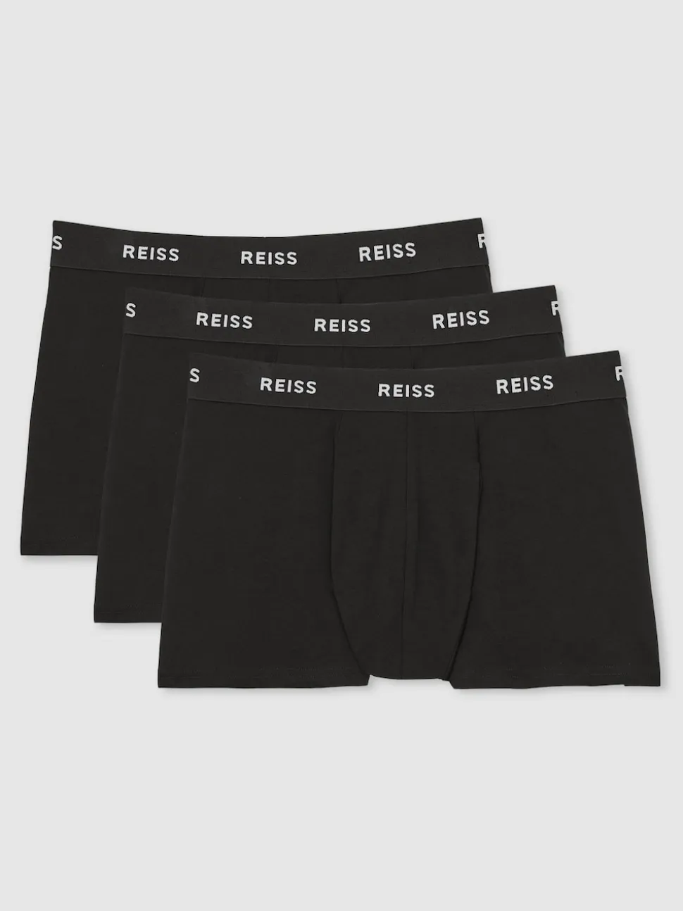 Reiss Black Heller Three Pack of Organic Cotton Blend Boxers