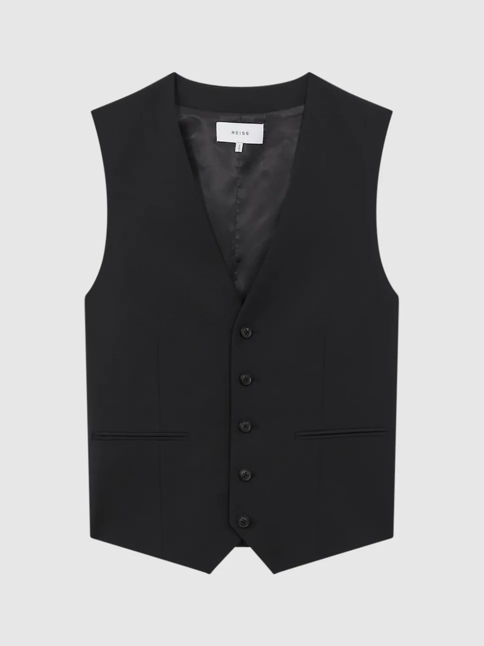 Reiss Black Hope Modern Fit Wool Blend Waistcoat