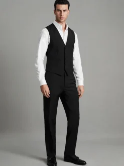 Reiss Black Hope Modern Fit Wool Blend Waistcoat