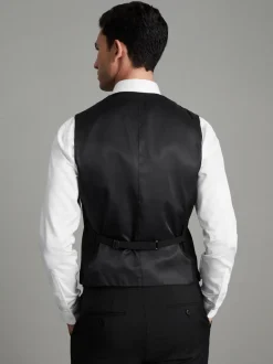 Reiss Black Hope Modern Fit Wool Blend Waistcoat