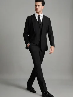 Reiss Black Hope Modern Fit Wool Blend Waistcoat