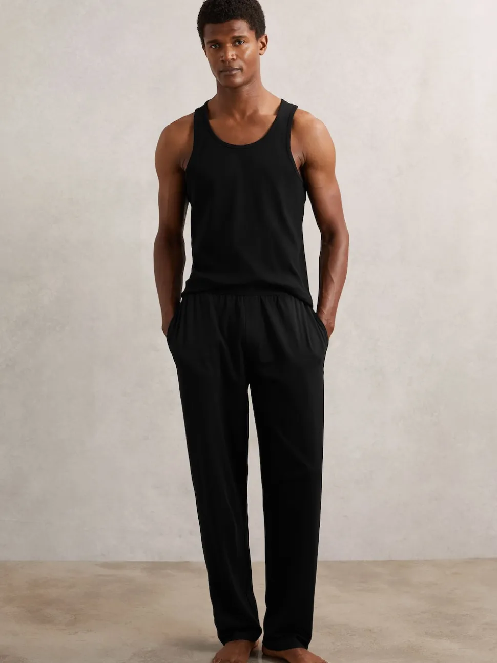 Reiss Black Hugo Cotton Jersey Logo-Waistband Joggers with Stretch