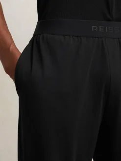 Reiss Black Hugo Cotton Jersey Logo-Waistband Joggers with Stretch