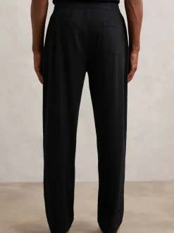 Reiss Black Hugo Cotton Jersey Logo-Waistband Joggers with Stretch