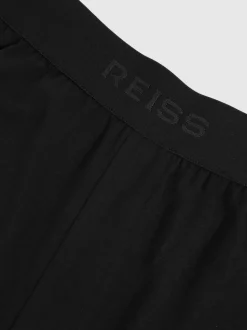 Reiss Black Hugo Cotton Jersey Logo-Waistband Joggers with Stretch