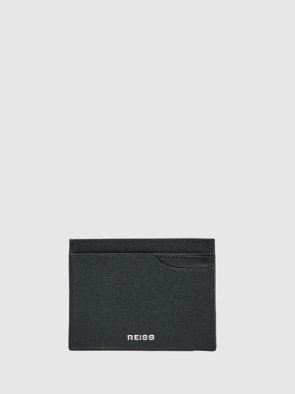 Reiss Black Hugo Micro-Grain Leather Card Holder