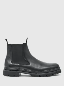 Reiss Black Huxley Leather Chelsea Boots