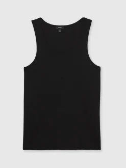 Reiss Black Jaden Stretch-Cotton Ribbed Vest