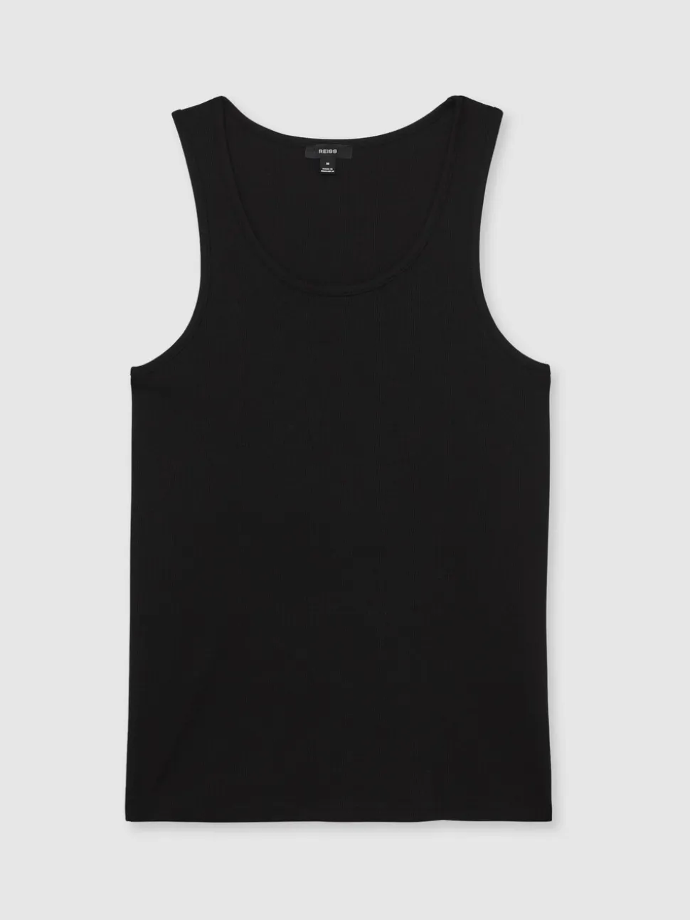 Reiss Black Jaden Stretch-Cotton Ribbed Vest