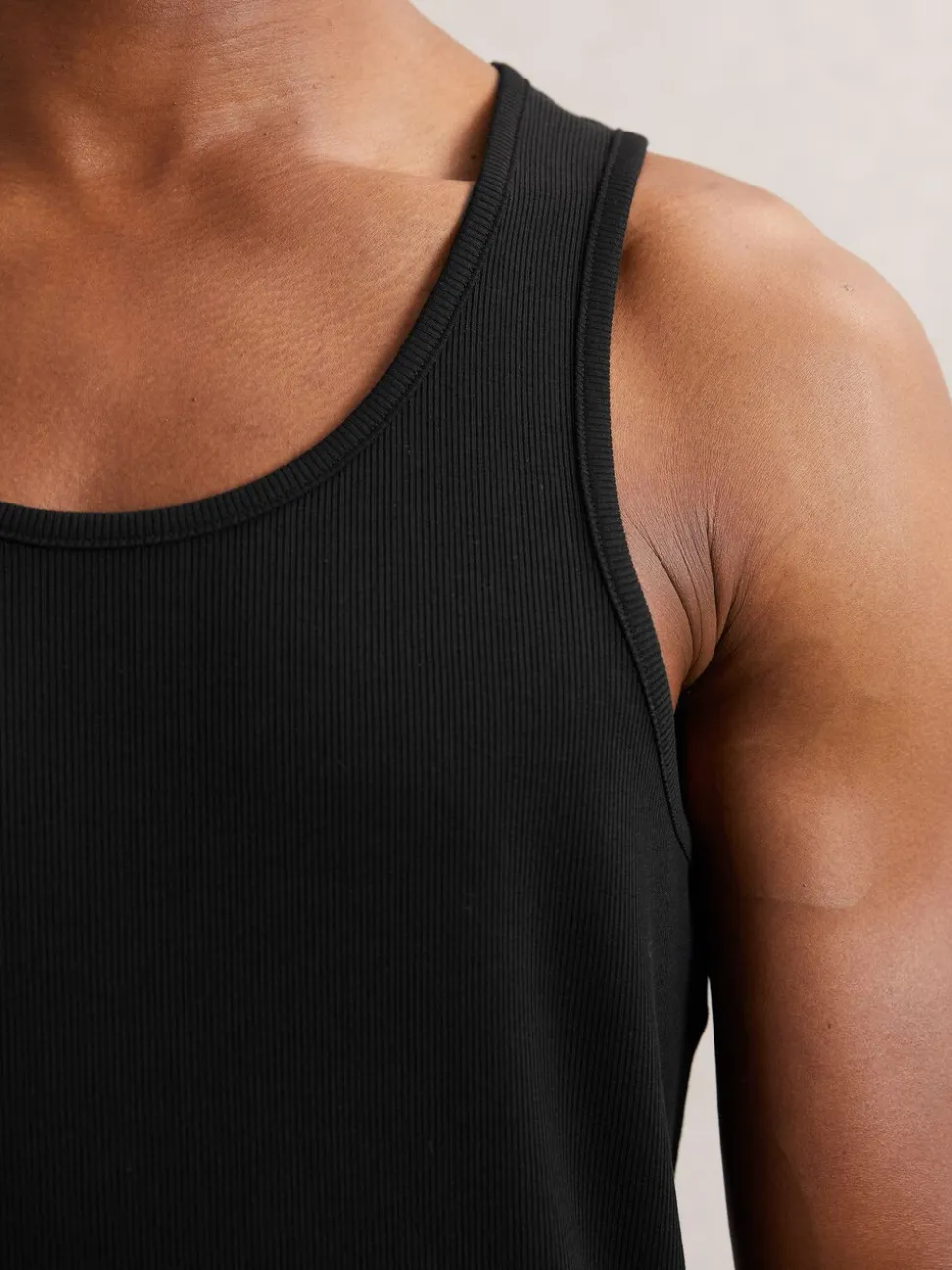 Reiss Black Jaden Stretch-Cotton Ribbed Vest