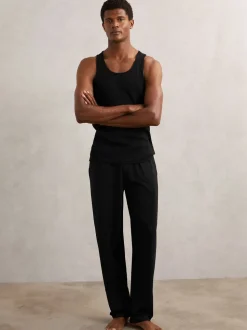 Reiss Black Jaden Stretch-Cotton Ribbed Vest
