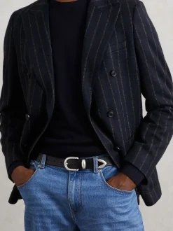 Reiss Black Jonny Leather Western Belt