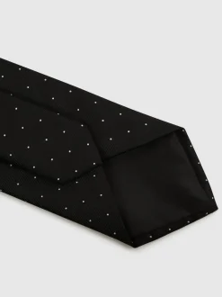 Reiss Black Liam Polka Dot Silk Tie