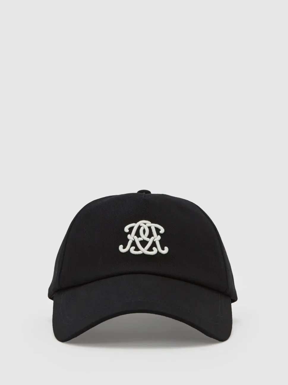 Reiss Black Luzon Monogram Embroidered Baseball Cap