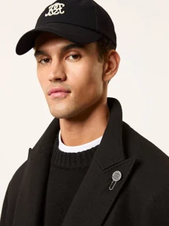 Reiss Black Luzon Monogram Embroidered Baseball Cap