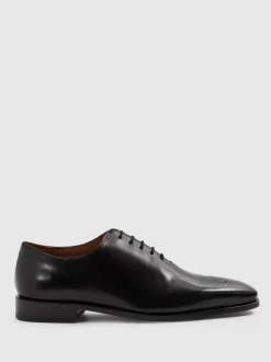 Reiss Black Mead Brogue Leather Brogue Detail Lace-Up Shoes