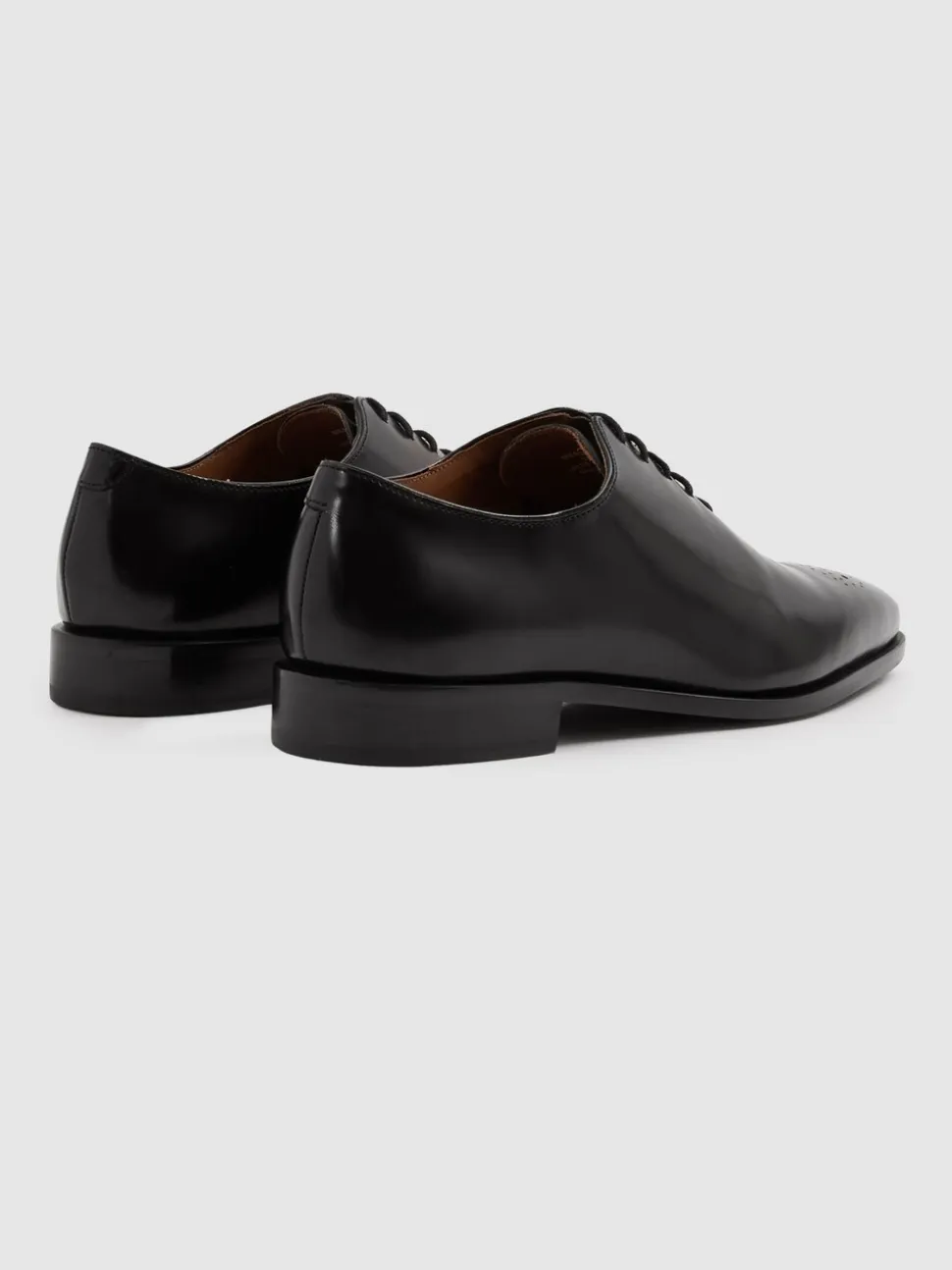 Reiss Black Mead Brogue Leather Brogue Detail Lace-Up Shoes