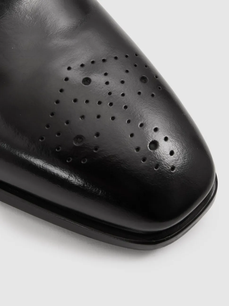 Reiss Black Mead Brogue Leather Brogue Detail Lace-Up Shoes