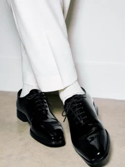 Reiss Black Mead Patent Leather Lace-Up Shoes