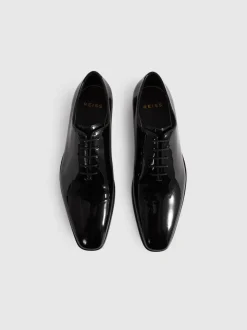 Reiss Black Mead Patent Leather Lace-Up Shoes