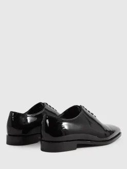 Reiss Black Mead Patent Leather Lace-Up Shoes