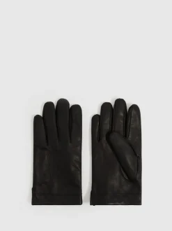 Reiss Black Monty Nappa Leather Gloves