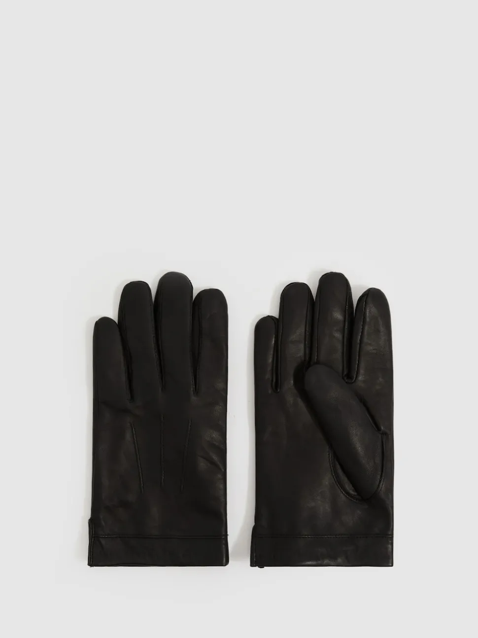Reiss Black Monty Nappa Leather Gloves