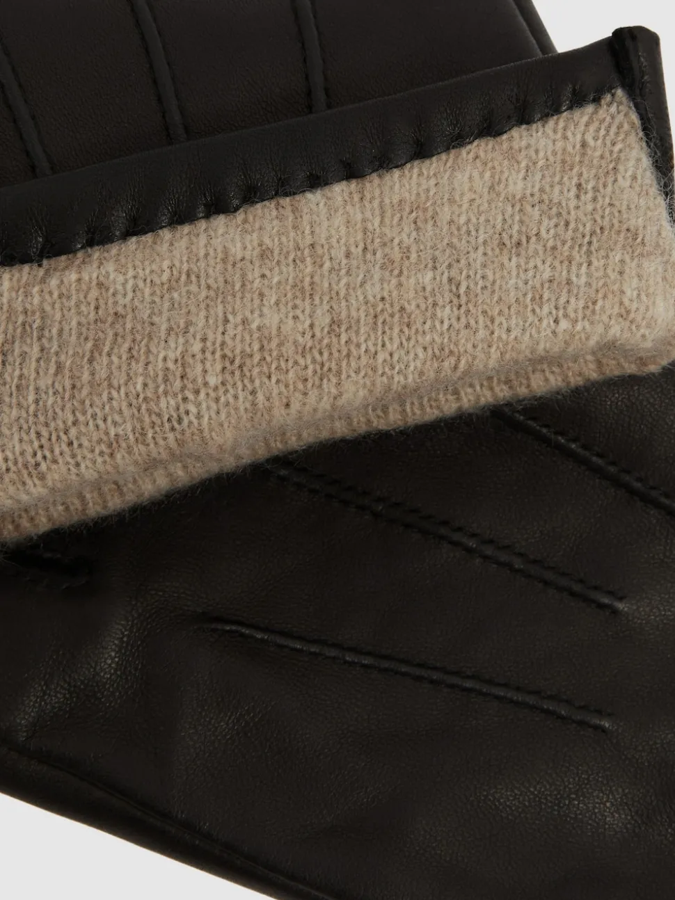 Reiss Black Monty Nappa Leather Gloves